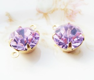 Lovely Large Violet Amethyst Round Rhinestone Drops or Conenctors
